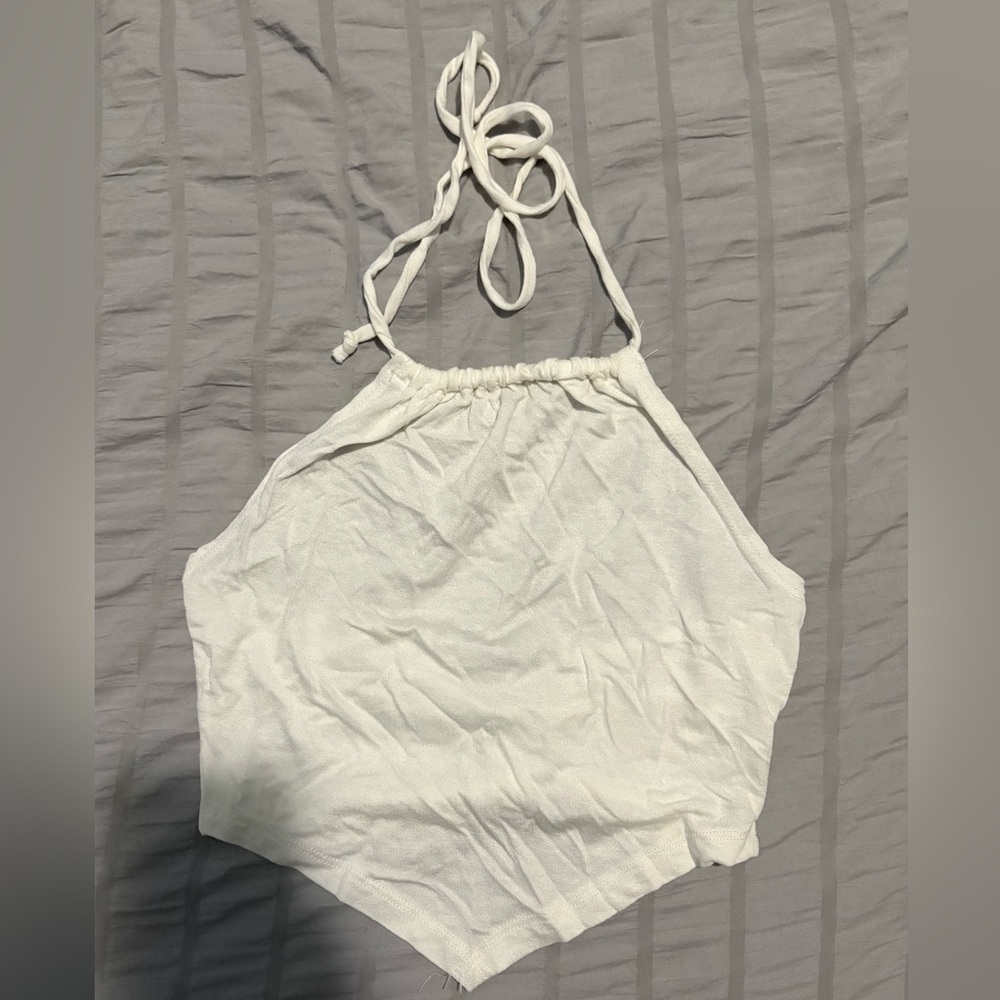 Fashion Nova Off-White Halter Crop Top